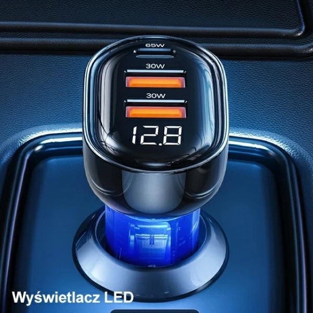 Автомобільний зарядний пристрій Usams US-CC158 PD/QC 125W 2xUSB-A | USB-C Transparent Black (CC158CC01)