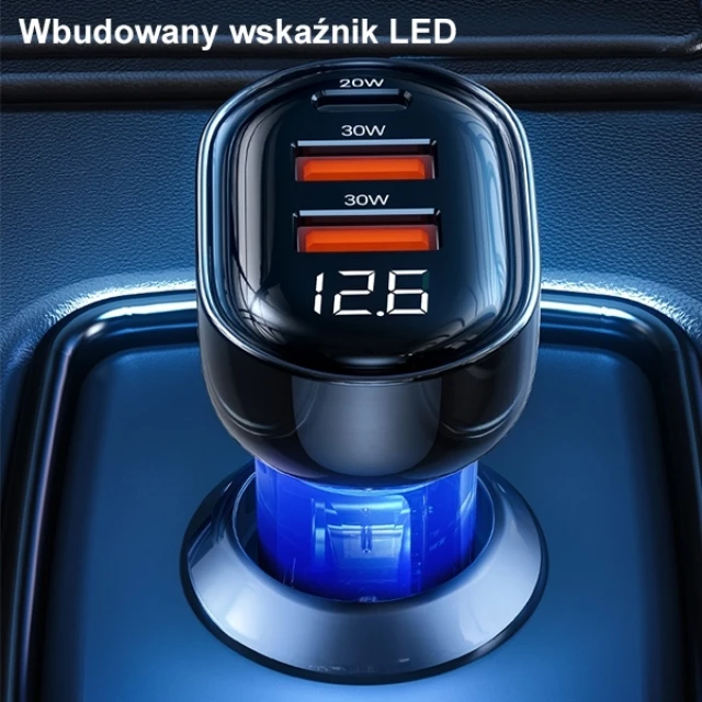 Автомобільний зарядний пристрій Usams US-CC159 PD/QC 80W 2xUSB-A | USB-C Black (CC159CC01)