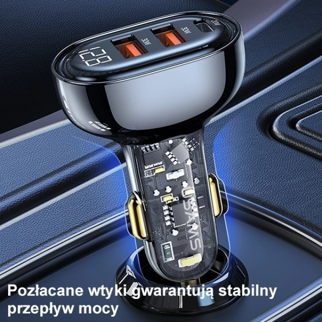 Автомобільний зарядний пристрій Usams US-CC159 PD/QC 80W 2xUSB-A | USB-C Black (CC159CC01)