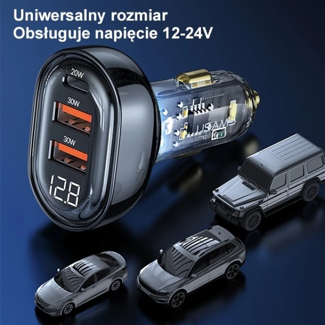 Автомобільний зарядний пристрій Usams US-CC159 PD/QC 80W 2xUSB-A | USB-C Blue (CC159CC02)