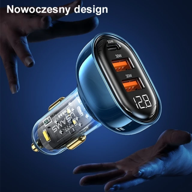 Автомобільний зарядний пристрій Usams US-CC159 PD/QC 80W 2xUSB-A | USB-C Blue (CC159CC02)