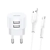 Мережевий зарядний пристрій Usams T20 2.1A 2xUSB-A White with USB-A to micro USB Cable (XTXLOGT18MC05)