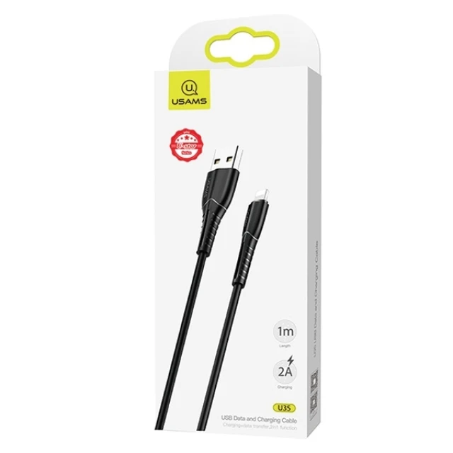 Кабель Usams US-SJ364 U35 FC USB-A to Lightning 2A 1m Black (SJ364USB01)