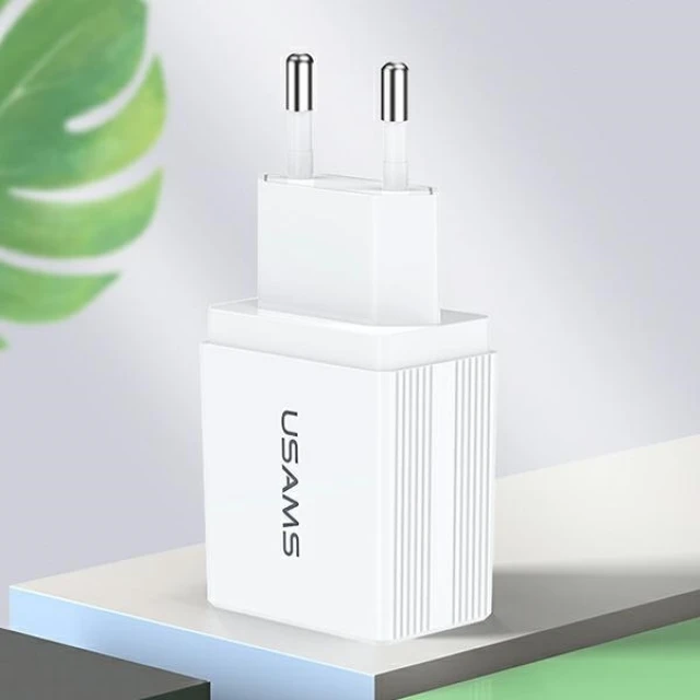 Мережевий зарядний пристрій Usams US-CC090 T24 2.1A 2xUSB-A White (CC90TC01)