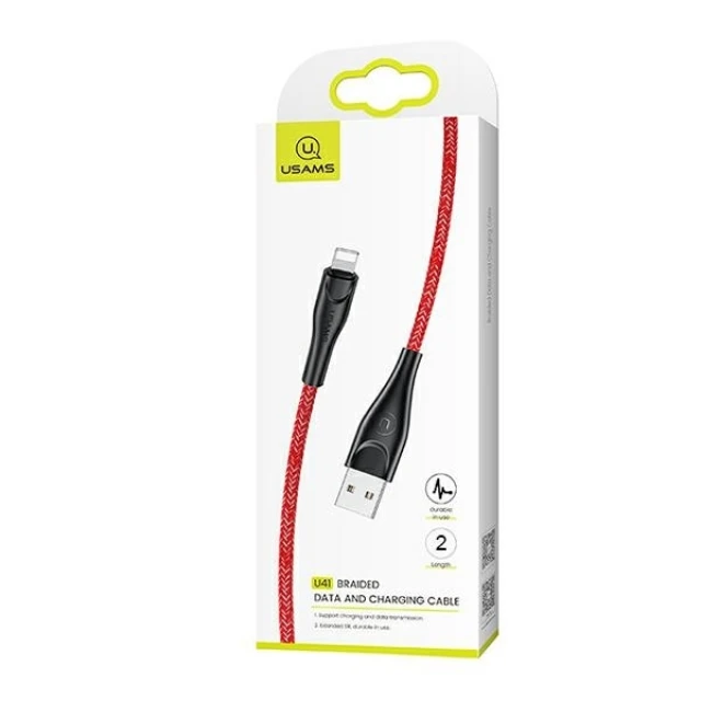 Кабель Usams US-SJ394 U41 FC USB-A to Lightning 2A 2m Red (SJ394USB02)