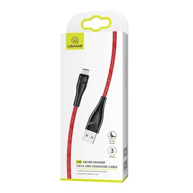 Кабель Usams US-SJ399 U41 FC USB-A to Micro-USB 2A 3m Red (SJ399USB02)