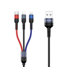 Кабель Usams US-SJ410 U26 FC 3-in-1 USB-A to USB-C | Micro-USB | Lightning 2A 35cm Black (SJ410USB01)