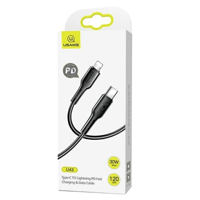 Кабель Usams US-SJ406 U43 PD | FC USB-C to Lightning 30W 1.2m Black (SJ406USB01)