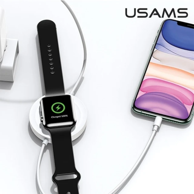 Бездротовий зарядний пристрій Usams US-CC096 USB-A to Lightning 2-in-1 10W Black (CC96WH01)