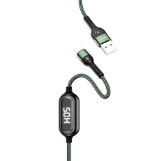 Кабель Usams US-SJ423 U48 Display FC USB-A to Lightning 2A 1.2m Green (SJ423USB02)