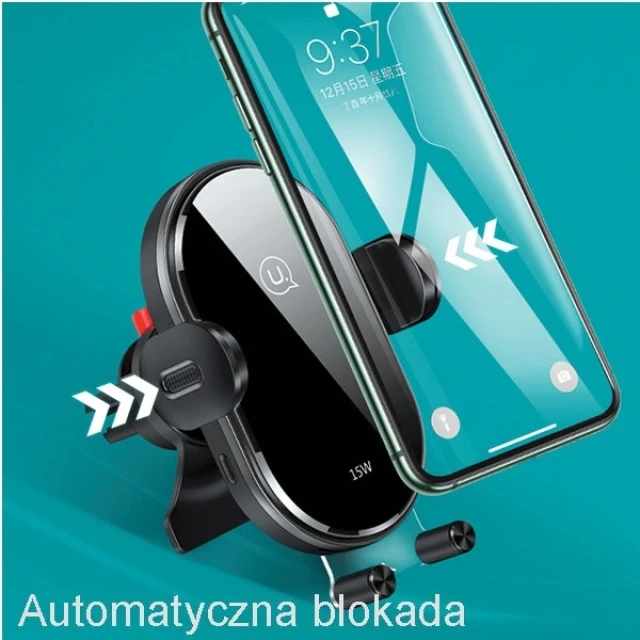 Автотримач з функцією бездротової зарядки Usams CD132 15W Car Holder Wireless Charger Air Vent Automatic Black (CD132ZJ01)
