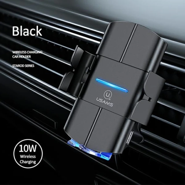 Автотримач з функцією бездротової зарядки Usams CD133 10W Wireless Charging Car Holder Black (CD133ZJ01)