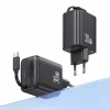 Мережевий зарядний пристрій Usams YC Series QC/PD 30W USB-C with Built-in USB-C Cable Black (CC241TC01)