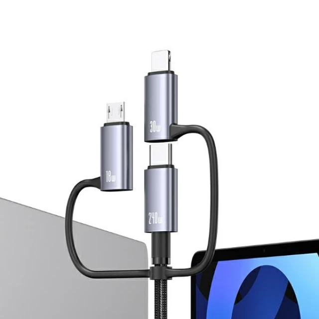 Кабель Usams Sufeng Series USB-C/USB-A to USB-C/micro USB/Lightning 240W 2 m Tarnish (SJ738USB01)