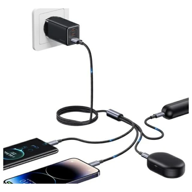 Кабель Usams Sufeng Series USB-A to 2xUSB-C/Lightning/micro USB 1.2 m Tarnish (SJ739USB101)