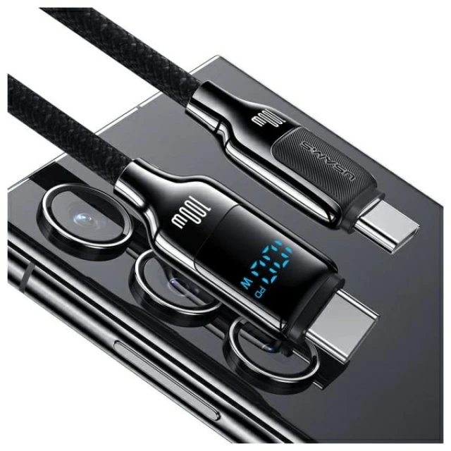 Кабель Usams HX Series USB-C to USB-C 100W 1.2 m Titanium (SJ742USB02)