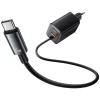 Мережевий зарядний пристрій Usams JC Series PD/QC 65W USB-C | USB-A with Built-In USB-C Cable Black (CC266TC01)