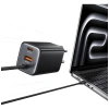 Мережевий зарядний пристрій Usams JC Series PD/QC 65W USB-C | USB-A with Built-In USB-C Cable Black (CC266TC01)