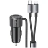 Автомобільний зарядний пристрій Usams YT Series USB-A/USB-C 66W with Built-In USB-C to Lightning Cable Black (CC287CC01)
