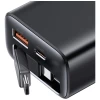 Мережевий зарядний пристрій Usams Xiang Series PD 30W USB-A | USB-C with Built-In USB-C Cable Black (CC296TC01)