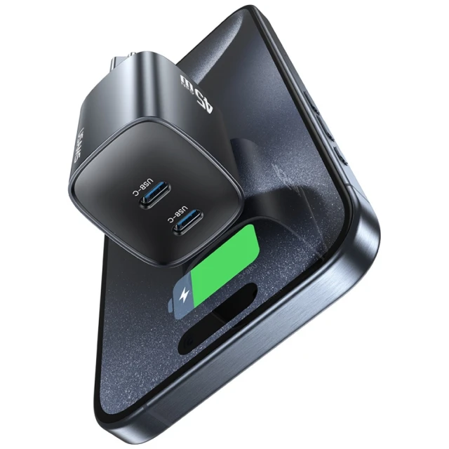 Мережевий зарядний пристрій Usams T66 PD 45W 2xUSB-C Tarnish (CC305TC01)