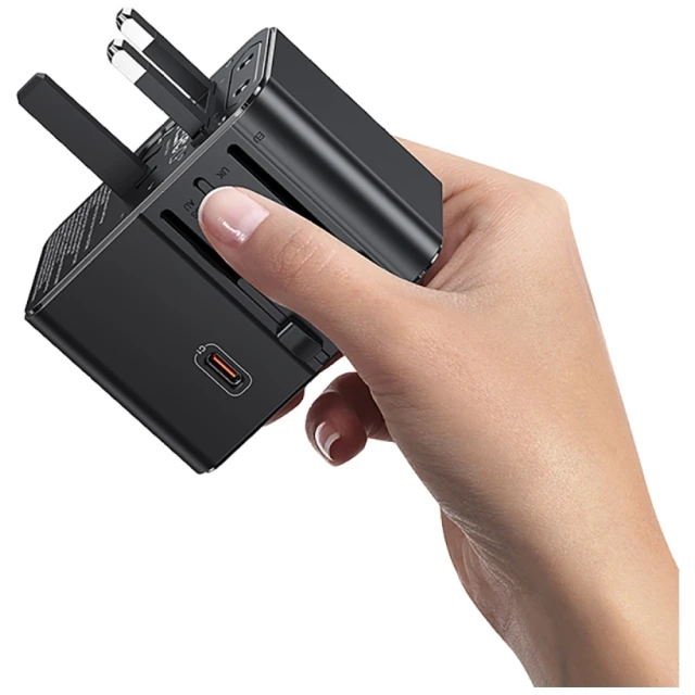 Мережевий зарядний пристрій Usams Travel Adapter US | AU | EU | UK 70W 3xUSB-C Black (CC310TC01)