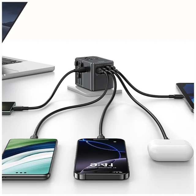 Мережевий зарядний пристрій Usams Travel Adapter US | AU | EU | UK 70W 3xUSB-C Black (CC310TC01)