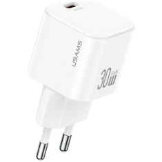 Мережевий зарядний пристрій Usams JO Series 30W with USB-C to USB-C Cable 1 m White (JOXLTZ01)