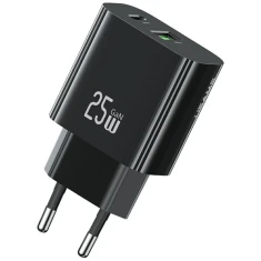 Мережевий зарядний пристрій Usams CC315 T65 FC 25W USB-C | USB-A Black (CC315TC01)