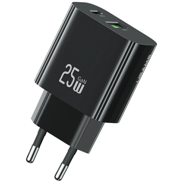 Мережевий зарядний пристрій Usams CC315 T65 FC 25W USB-C | USB-A Black (CC315TC01)