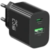 Мережевий зарядний пристрій Usams CC315 T65 FC 25W USB-C | USB-A Black (CC315TC01)