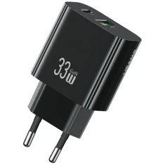Мережевий зарядний пристрій Usams CC317 T65 FC 33W USB-C | USB-A Black (CC317TC01)