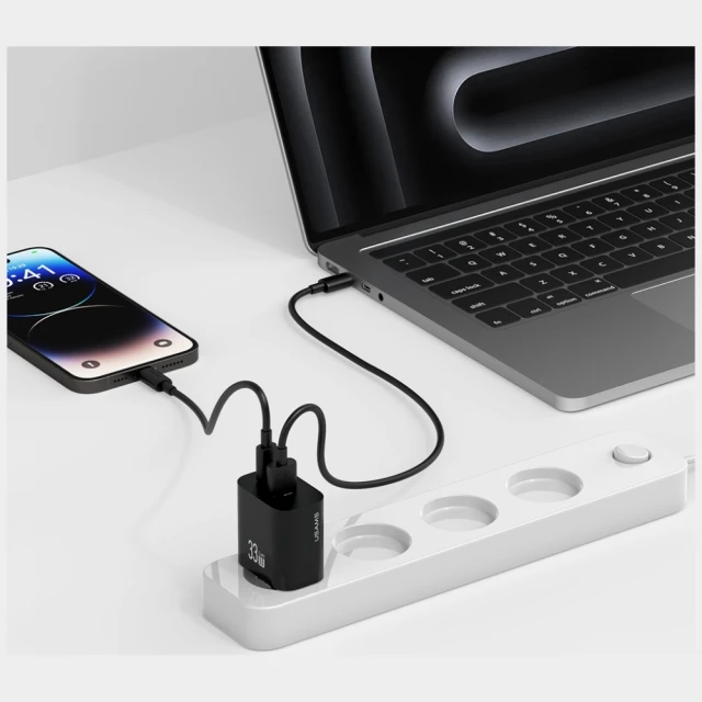 Мережевий зарядний пристрій Usams CC317 T65 FC 33W USB-C | USB-A Black (CC317TC01)