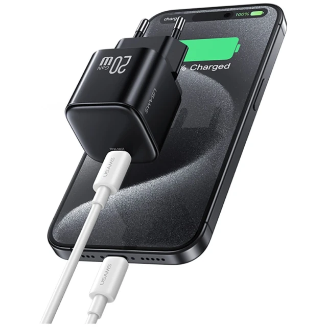 Мережевий зарядний пристрій Usams JO Series 20W with USB-C to USB-C Cable 1 m White (JOXLTZ04)