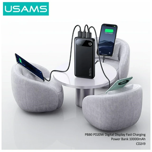 Powerbank USAMS PB80 PD20W 10000mAh White (10KCD24902)