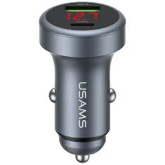 Автомобільний зарядний пристрій Usams CC327 Aluminium 45W USB-A USB-C Tarnish (CC327CC01)