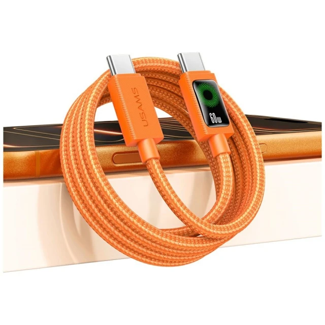 Кабель Usams SJ773 PD 60W USB-C to USB-C 1.2m Помаранчевий (SJ773USB02)