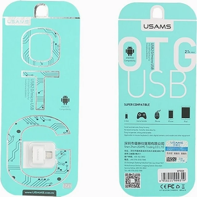 Адаптер Usams micro USB - USB OTG 2.0 Rose Gold (OTG02)