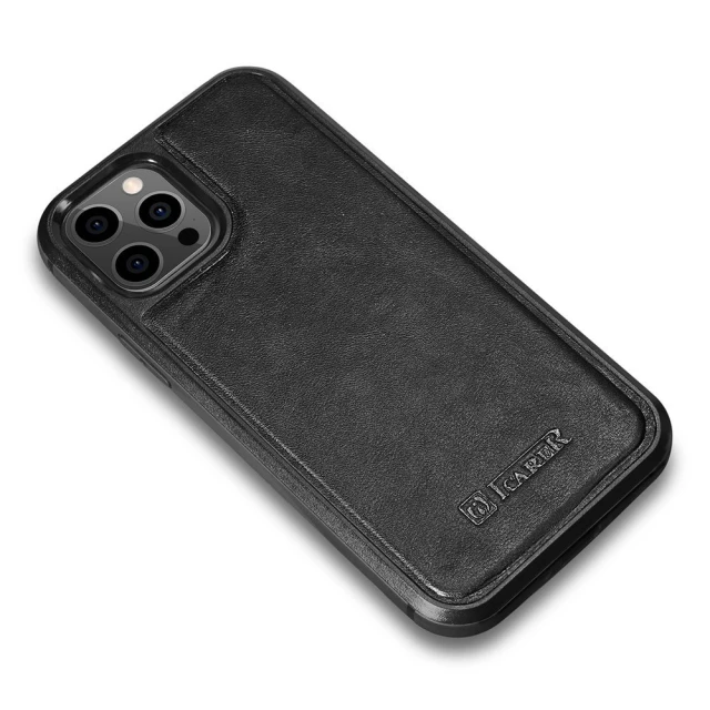 Чехол iCarer для iPhone 12 Pro Max Leather Oil Wax Black (ALI1206-BK)