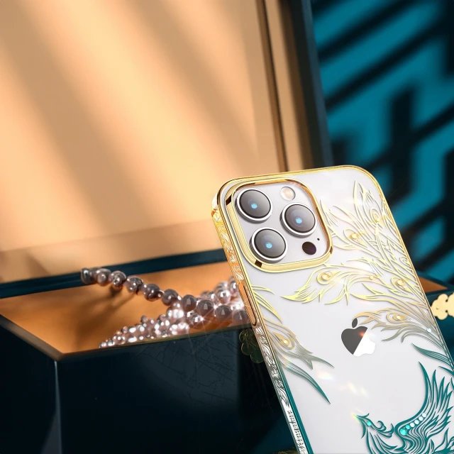 Чехол Kingxbar Phoenix Series Flying для iPhone 14 Plus Gold Blue (6959003508065)