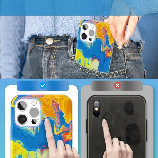 Чохол Kingxbar Watercolor Series для iPhone 12 Pro Max Blue (6959003511300)