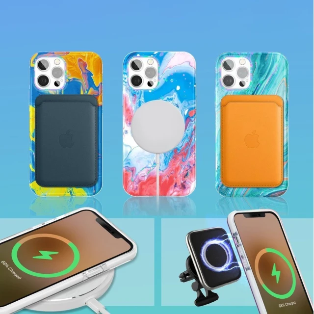 Чохол Kingxbar Watercolor Series для iPhone 12 Pro Max Blue (6959003511300)