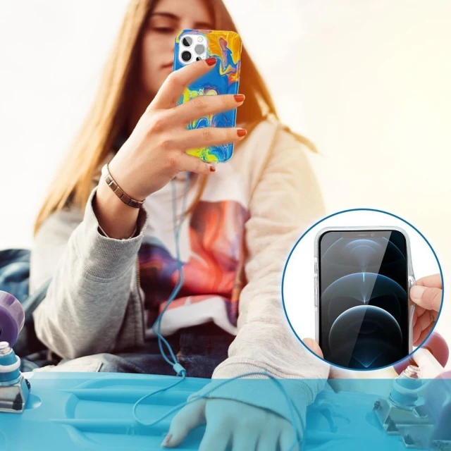 Чохол Kingxbar Watercolor Series для iPhone 12 Pro Max Blue (6959003511300)