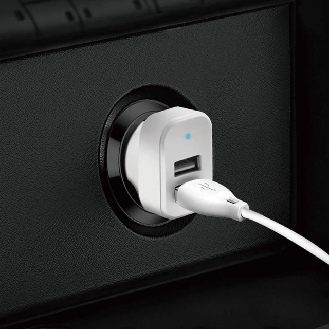 Автомобільний зарядний пристрій Dudao 2x USB 2.4A з кабелем 3in1 Lightning/Type-C/Micro USB White (6970379614556)