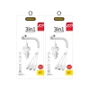 Автомобільний зарядний пристрій Dudao 2x USB 2.4A з кабелем 3in1 Lightning/Type-C/Micro USB White (6970379614556)