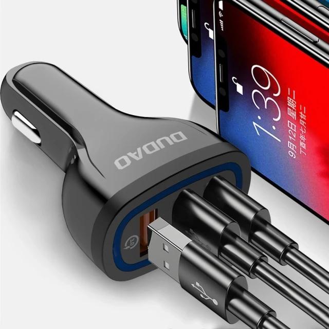 Автомобільний зарядний пристрій Dudao Quick Charge 3.0 QC3.0 2.4A 18W 3x USB White (R7S White)