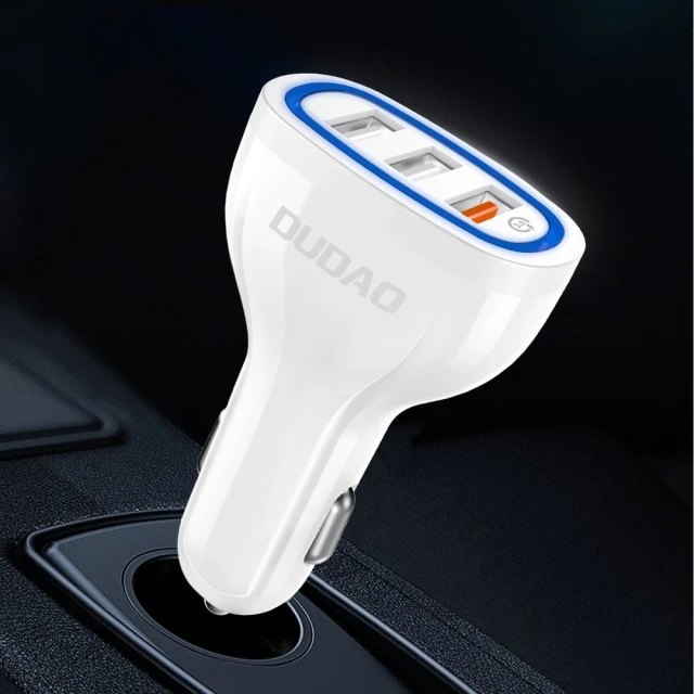 Автомобільний зарядний пристрій Dudao Quick Charge 3.0 QC3.0 2.4A 18W 3x USB White (R7S White)