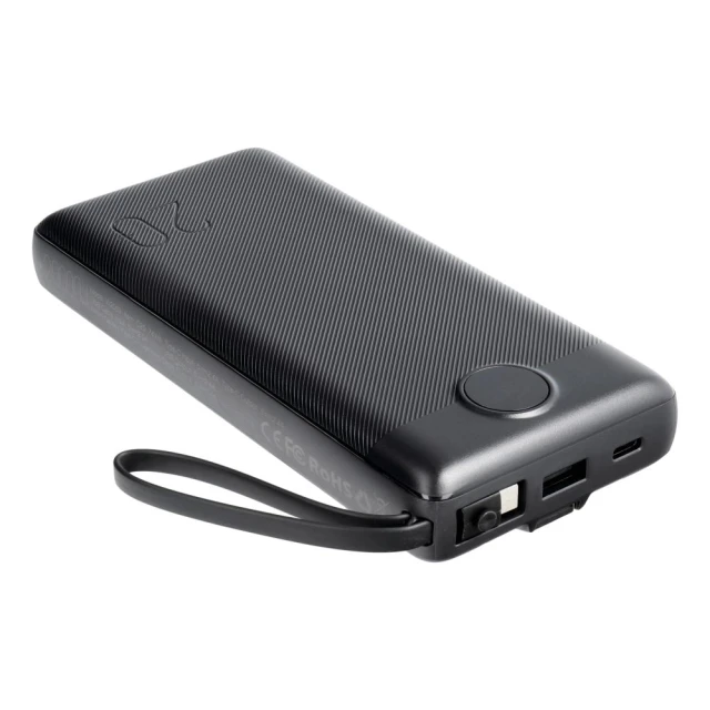 Powerbank Veger C20 20000 mAh з вбудованими кабелями Micro USB | Type C | Lightning Black (6970453554211)