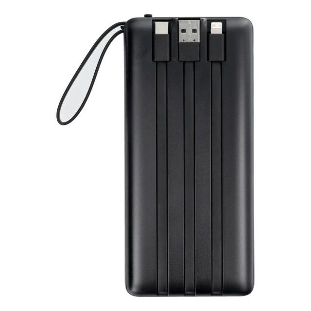 Powerbank Veger C20 20000 mAh з вбудованими кабелями Micro USB | Type C | Lightning Black (6970453554211)