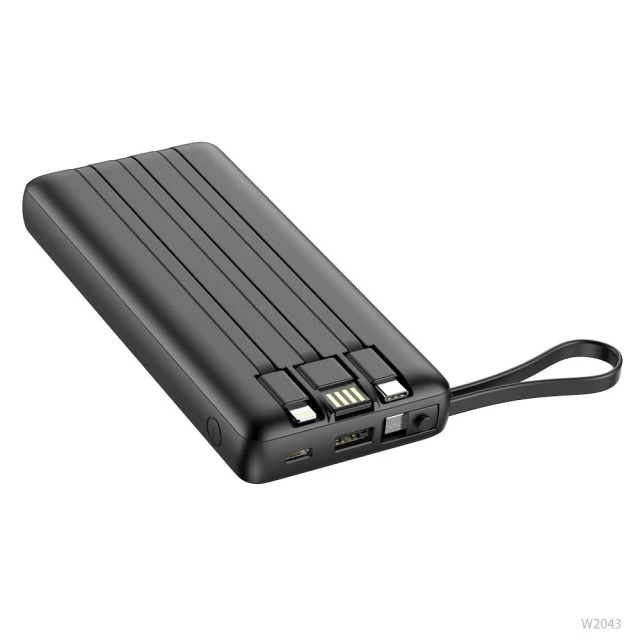 Powerbank Veger C20 20000 mAh з вбудованими кабелями Micro USB | Type C | Lightning Black (6970453554211)